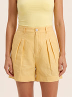 Conjunto Emilia Linho Bermuda Amarelo