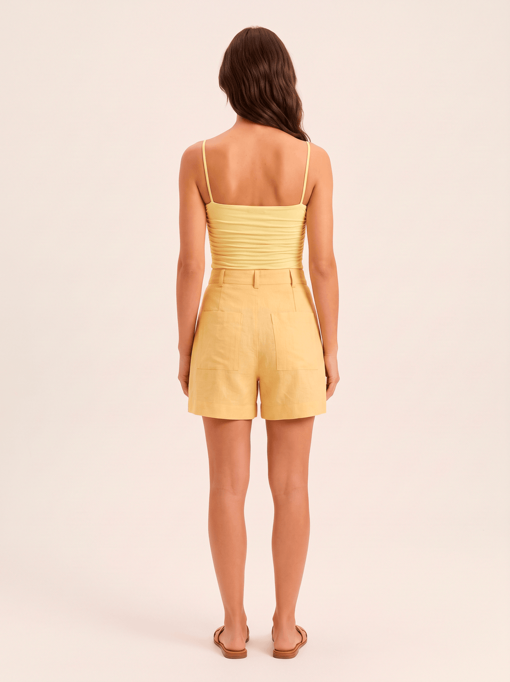 Conjunto Emilia Linho Bermuda Amarelo