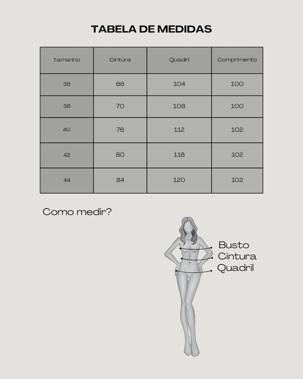 Tabela de medidas